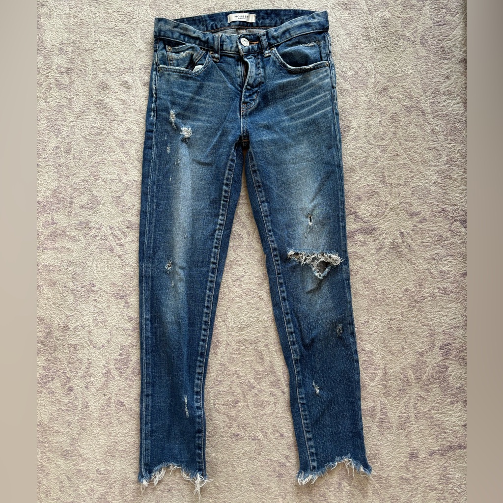Moussy Low Rise Distressed Skinny Jeans